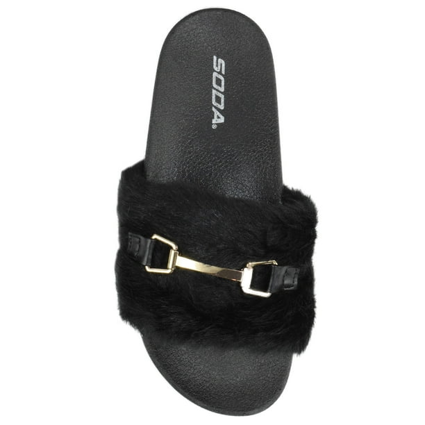 fuzzy slip on slides