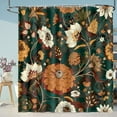 thumbnail image 4 of Boho Floral Shower Curtains - Dark Green Bohemian Chic Flowers Botanical Leaves Bath Shower Curtain Set with 12 Hooks for Adults Bathroom Decor Accessories, 72"x72", 4 of 6
