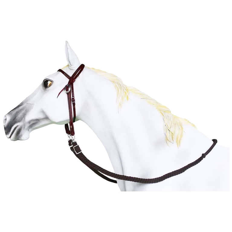 Rênes En Nylon Tressé Marron Pour Cheval - Corde Nouée, Attelage Western, Barrel, 7-8 Ft