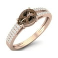 thumbnail image 2 of 7X5MM Pear Smoky Quartz 925 Sterling Silver Rose Vermeil Split Shank Women Mother's Day Gift Ring, 2 of 3