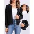 thumbnail image 2 of DARING DIVA Women's Crew Neck Long Sleeve Open Front Button Down Cardigan L Black, 2 of 6