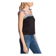 thumbnail image 3 of JESSICA SIMPSON Womens Black Stretch Tie Ribbon-strap Sleeveless Square Neck Tank Top Juniors L, 3 of 4