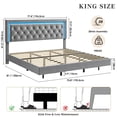 thumbnail image 2 of Gaderth King Size Floating Bed Frame with Diamond Upholstered Headboard and LED Lights, Platform Bed with Wood Slats Support, Noise Free, No Box Spring Needed, Easy Assembly for Bedroom, 2 of 7