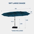 thumbnail image 3 of 15ft Patio Umbrella with Base, Double Sided Outdoor Large Rectangular Patio Umbrella with Crank Handle, for Lawn Garden,Home,Outdoor Activities, 3 of 8