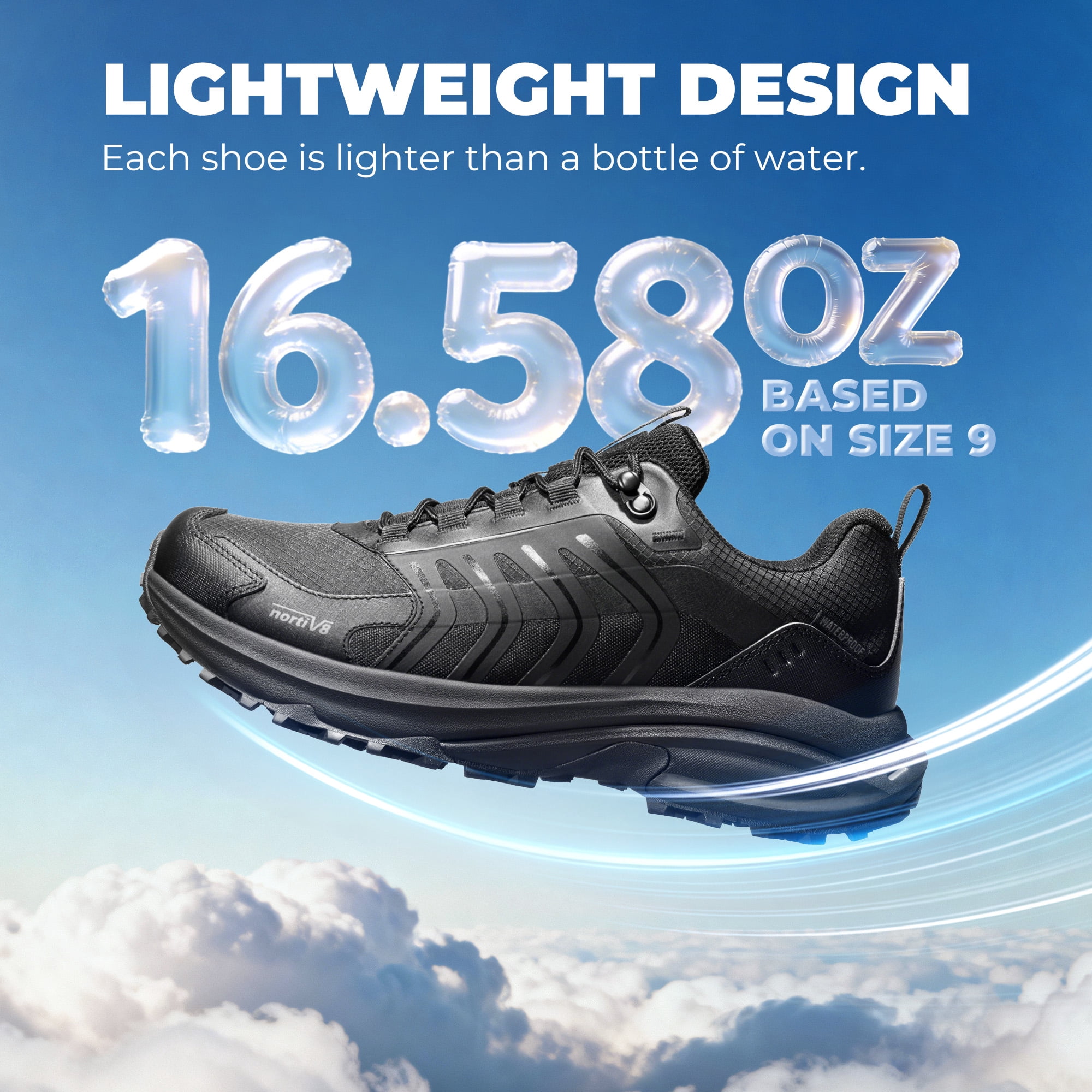 NORTIV 8 Men's Waterproof Hiking Shoes Non-Slip Lightweight for Walking Comfort Outdoor Trekking Camping Climbing Daily Fashion Sneakers Armadillo FieldLite