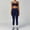 Style1-Navy, variant on PISONIC Women's Yoga Outfits 2 Piece High Waisted Leggings with Sports Bra Gym Clothes Sets