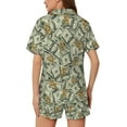 thumbnail image 4 of SKQIT Ensembles de Pyjama à Manches Courtes pour Femmes, 2 Pcs en Satin Doux Imprimé Mignon Chemise Boutonnée et Shorts, 4 of 8
