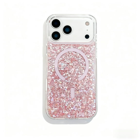 Kryonix for iPhone 17 Pro Max Case Glitter Magnetic for Women, Compatible with MagSafe, Clear Glitter Shockproof Protective Case, Anti-Yellowing, Sparkle Clear,Pink/Blue