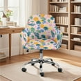 thumbnail image 2 of Xoenoiee Pineapple Flower Palm Leaves Pattern Stretch Curved Back Dining Chair Covers with Armrests, Elastic Office Chair Slipcovers, Swivel Armchair Cover Protector for Vanity Living Room Bedroom, 2 of 7