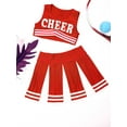 thumbnail image 5 of iiniim Kids Girls Color Block Cheeroutfits Cheer Pattern Crop Vest with Pleated Skirt Size 4-16 Red 16, 5 of 7