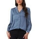 thumbnail image 1 of Camisa de botón casual de trabajo INSPIRE CHIC para mujer, blusa de satén de manga larga S Gris Azul, 1 of 6