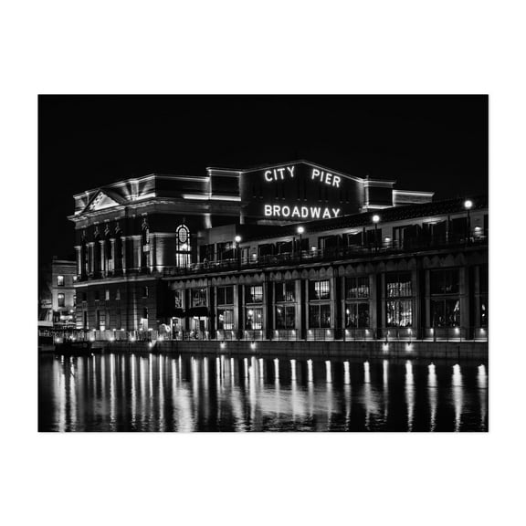 Light Up, Broadway Pier - Baltimore Maryland Photography Unframed Wall Art Print 5 x 7 inches
