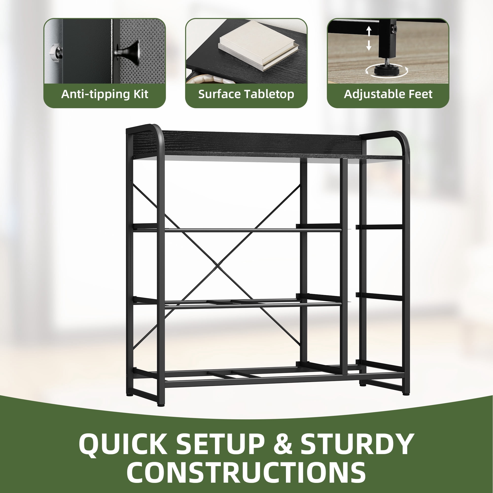Uforic 7 Drawer Storage Fabric Dresser with Sturdy Steel Frame and Wooden Top, Foldable Easy Pull Fabric Bins, for Living Room, Bedroom, Closet, Entryway, Black