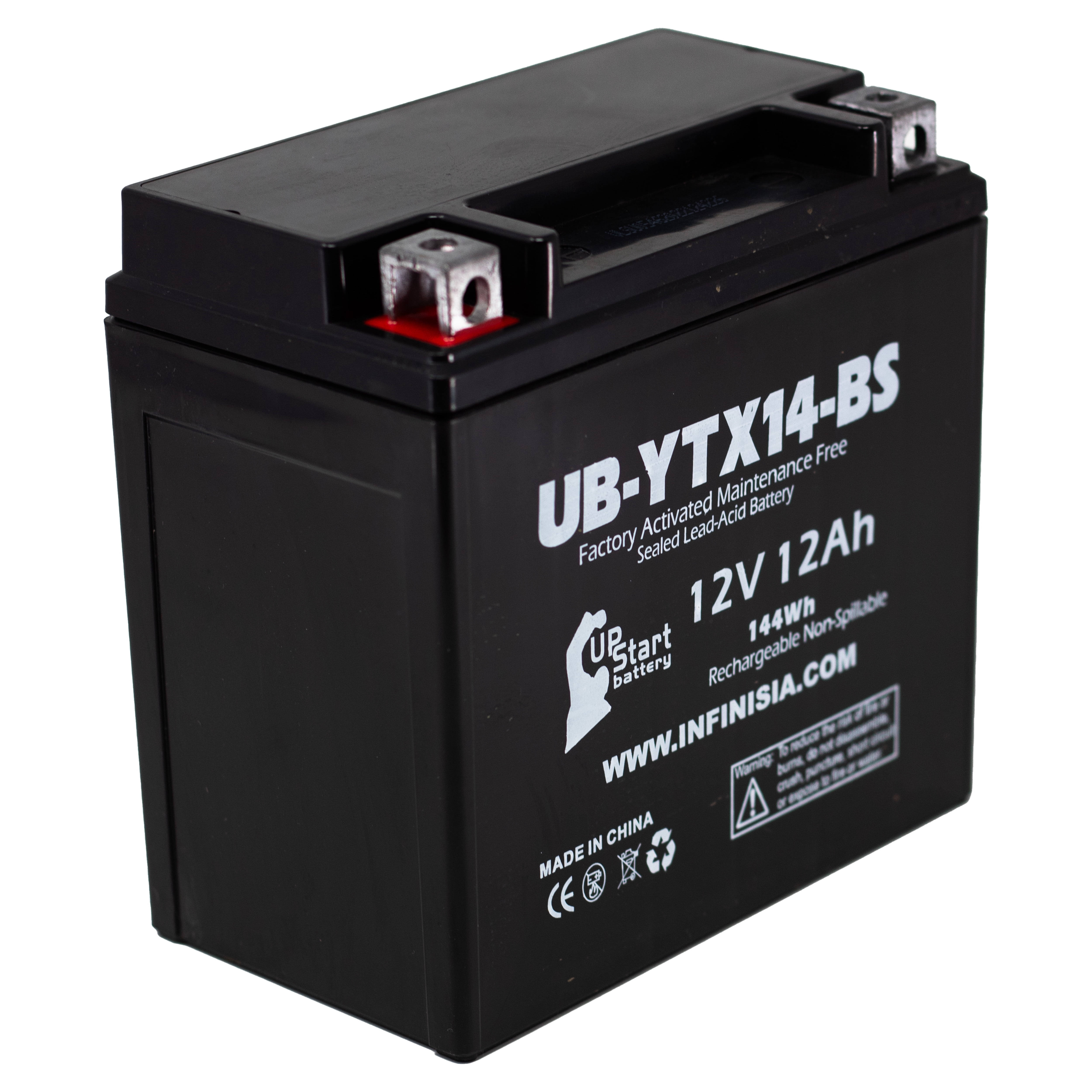 YTX14-BS 12V 12AH Sealed Lead Acid AGM Battery for Motorcycles, ATVs, UTVs, Snowmobiles - Fits Honda Rancher 350, Buell Blast, Yamaha, and More - Powersports Battery