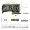 thumbnail image 5 of VEVOR Pop up Gazebo Tent, Pop-Up Screen Tent 6 Sided Canopy Sun Shelter with 6 Removable Privacy Wind Cloths & Mesh Windows, 12x12FT Quick Set Screen Tent with Mosquito Netting, Army Green, 5 of 9
