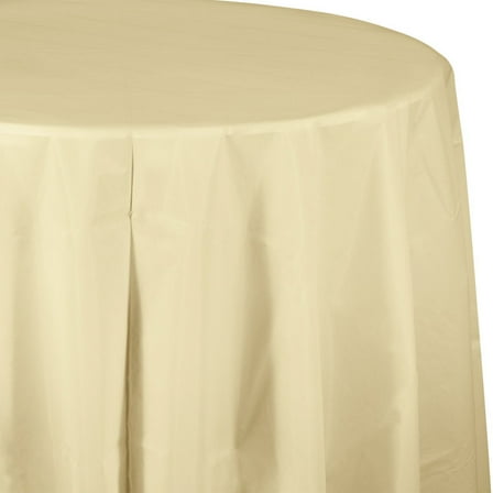Touch of Color Ivory Plastic Round Tablecloth