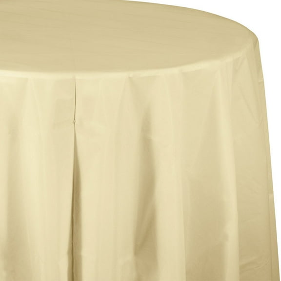 Touch of Color Ivory Plastic Round Tablecloth