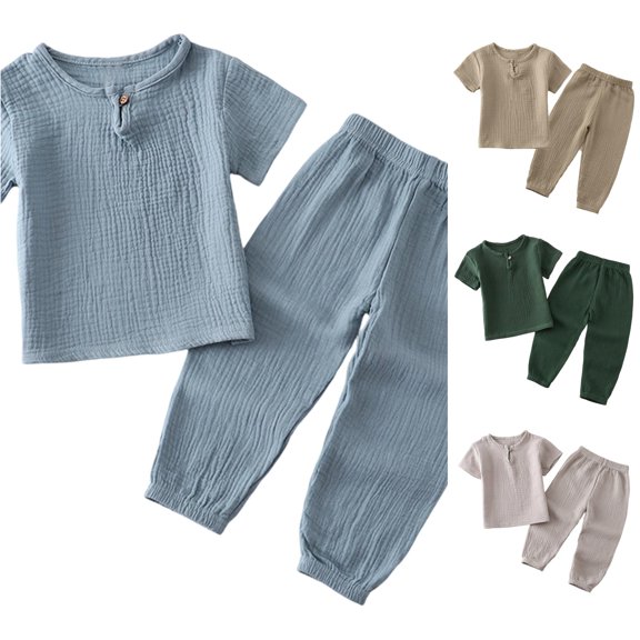 Infant Girls Outfit Short Sleeve Casual Light Little Home Graceful Summer for Girls Wide Leg Pants Set
