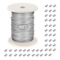 thumbnail image 1 of Alambre para colgar cuadros, alambre de acero inoxidable recubierto de plástico con 50 piezas de funda de aluminio para engarzar, para colgar marcos de fotos, obras de arte, espejo, comedero para pája, 1 of 5
