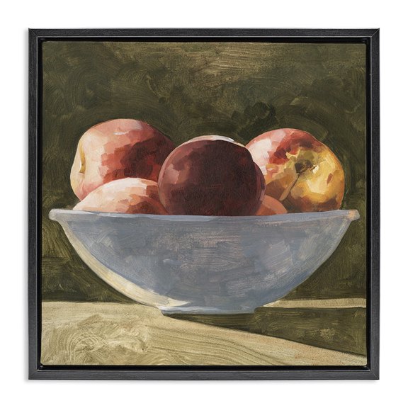 Stupell Industries Transitional Shadowed Apples Still Life Black Floating Frame Canvas Art, 18 x 18, by Emma Caroline