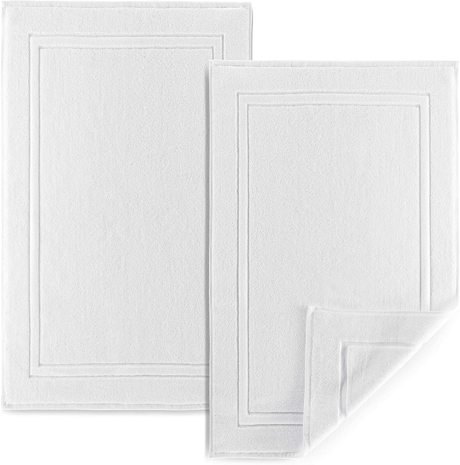 Pack of 2 Hotel and Spa, - Not a Bathroom Rug Highly Absorbent and Machine Washable Shower Bathroom Floor Mat Avalon Towels Cotton Bath Mat Set White 22x34 Inches,900 GSM,100% Ring Spun Cotton