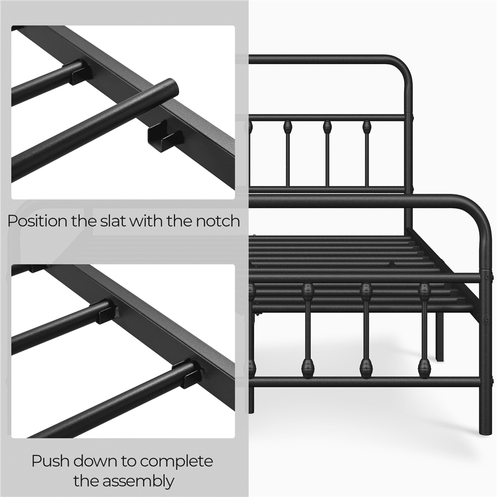 Topeakmart Queen Heavy Duty Metal Bed Frame with Headboard & Underbed Storage, Black