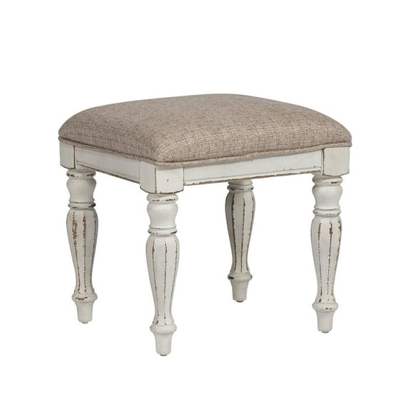 Bowery Hill Modern / Contemporary Wood Vanity Stool in White