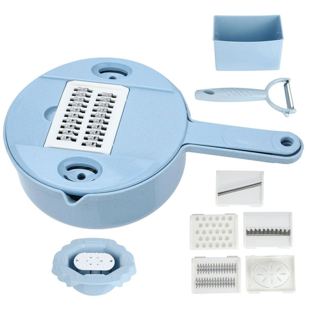 Trituradora De Alimentos Picadora Multifunción Manual Rallador De Patatas Y Verduras Utensilios De Cocina Azul