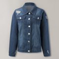 thumbnail image 2 of KaLI_store Womens Jacket Womens Jean Jacket Oversized Boyfriend Trucker Denim Jackets for Women Shacket Dark Blue,XXL, 2 of 4