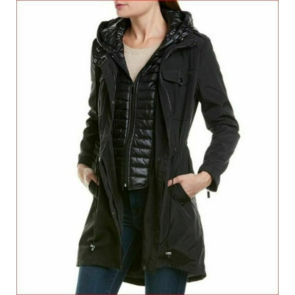 new Badgley Mischka women coat jacket hooded 66951 black sz XS $189