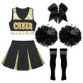 thumbnail image 3 of ZDHOOR Girls Juniors Cheerleading Dance Outfit Set Crop Top with Skirt Performance Costume A Black&White 12, 3 of 5