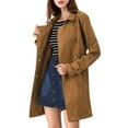 thumbnail image 5 of INSPIRE CHIC Women's Notched Lapel Double Breasted Faux Suede Trenchcoat XS Brown, 5 of 9