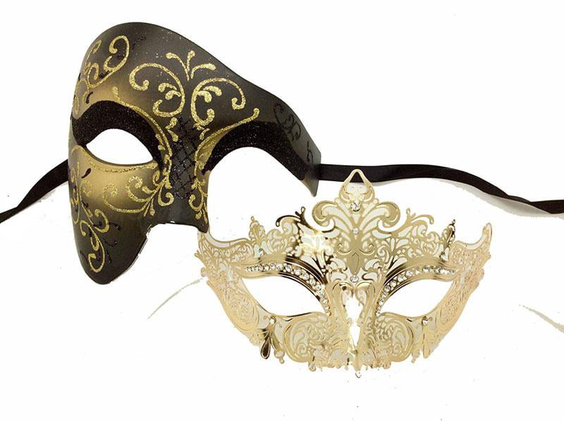 His and Hers Couple Masquerade Masks Set Gold Couple Masks - Walmart ...