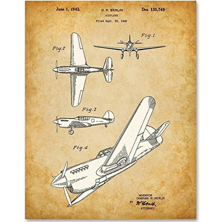 Curtiss P-40 Warhawk Fighter Ground-Attack Airplane Patent - 11x14 Unframed Patent Print - Great Gift for World War II (WWII) (Best Airplanes For New Pilots)