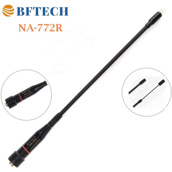 BFTECH NA-772 R Adjustable Max 14-Inch Dual Band Antenna (144/430Mhz) SMA Female High gain Handheld Antenna