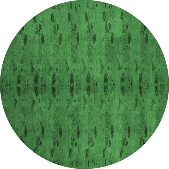 Ahgly Company Indoor Round Abstract Emerald Green Contemporary Area Rugs, 3' Round