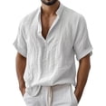 thumbnail image 2 of Horkkom Short Sleeve Shirts for Men Breathable Solid Color Linen Shirts Summer Loose Casual Shirts S, 2 of 6