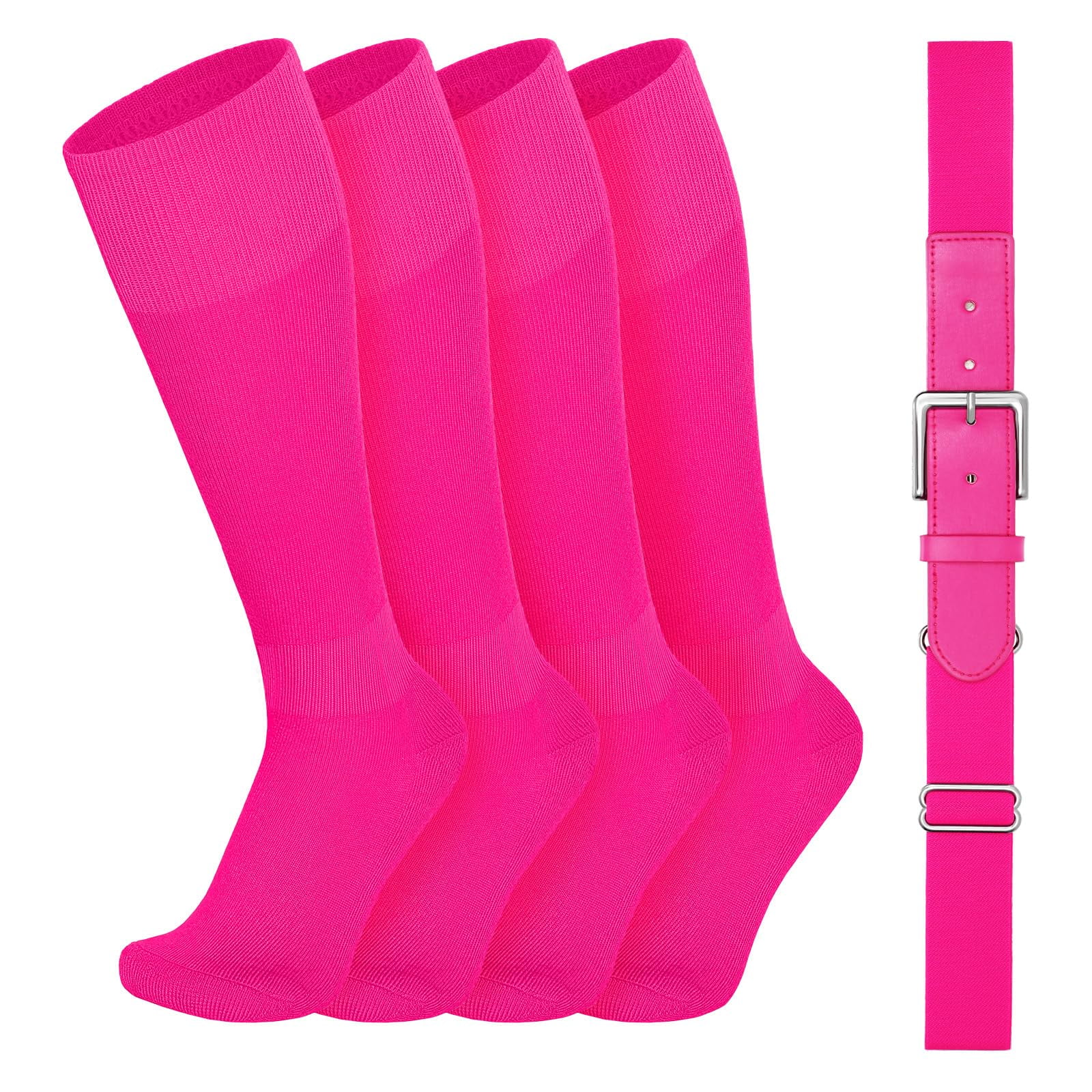 SUOSDEY Youth Baseball Socks and Belt Combo for Adult,Elastic Softball Belt and Socks for 7-16 Years Old and Adult Supplies