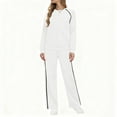 thumbnail image 2 of 2 Piece Fall Outfits Womens Sweatsuits Loose Lounge Casual Long Sleeve Top and Wide Leg Pant Sets with Pockets (2XL, White), 2 of 7