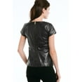 thumbnail image 2 of Ellos Women's Back Zip Leather Top Cap Sleeve Lambskin, 2 of 4