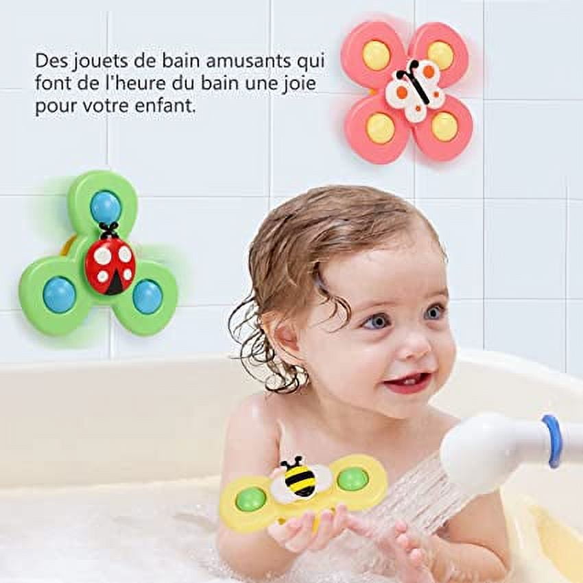 TSLBW 3 Juguetes Giratorios Con Ventosa De Baño – Abeja, Mariposa Y Mariquita, Con Sonido De Cascabel, Ventosa Fuerte, Ideales Para Bebés De 18 Meses, Regalo De Cumpleaños