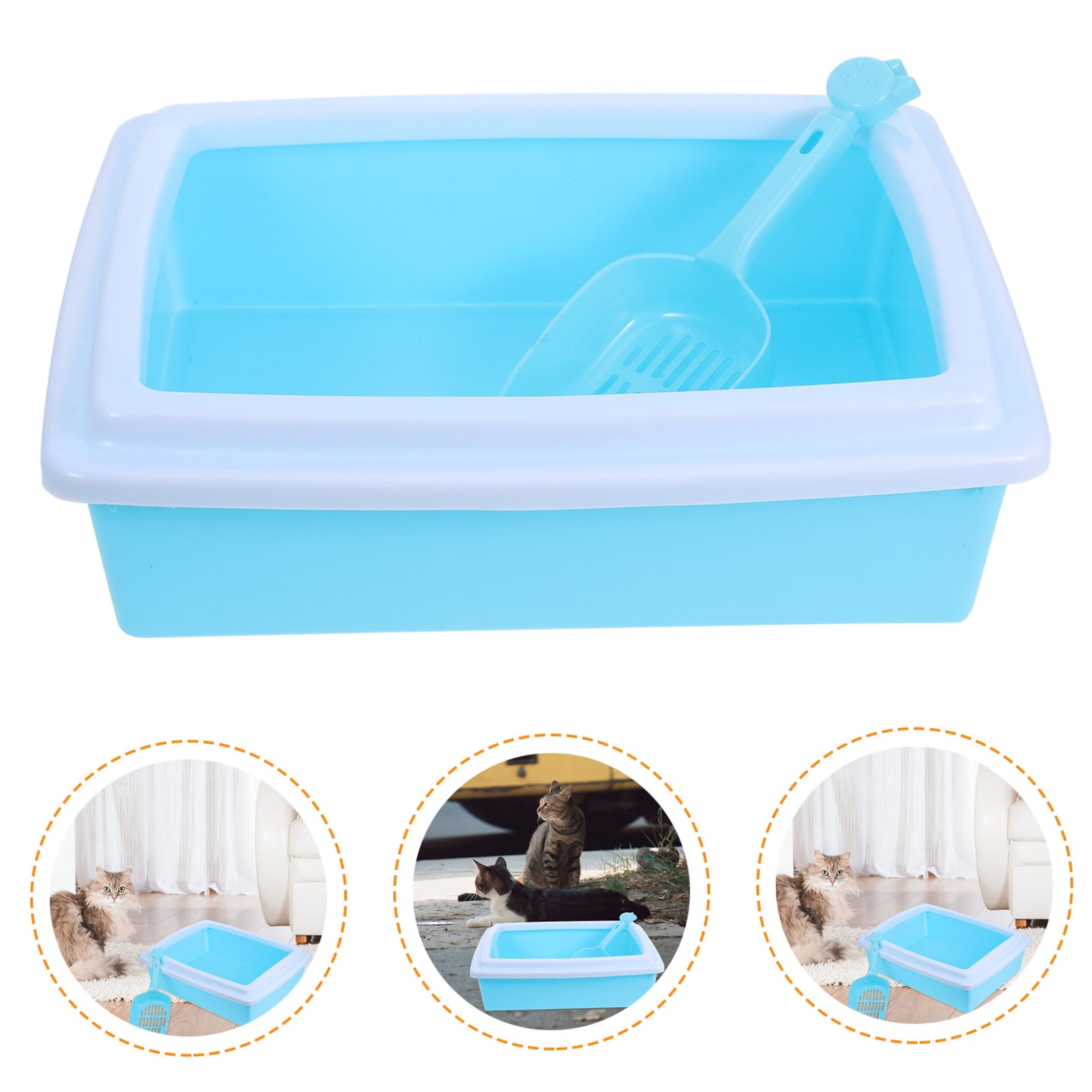 COMPUKAS ABS Material Half Enclosed Cat Toilet with Litter Shield for Small Space Use