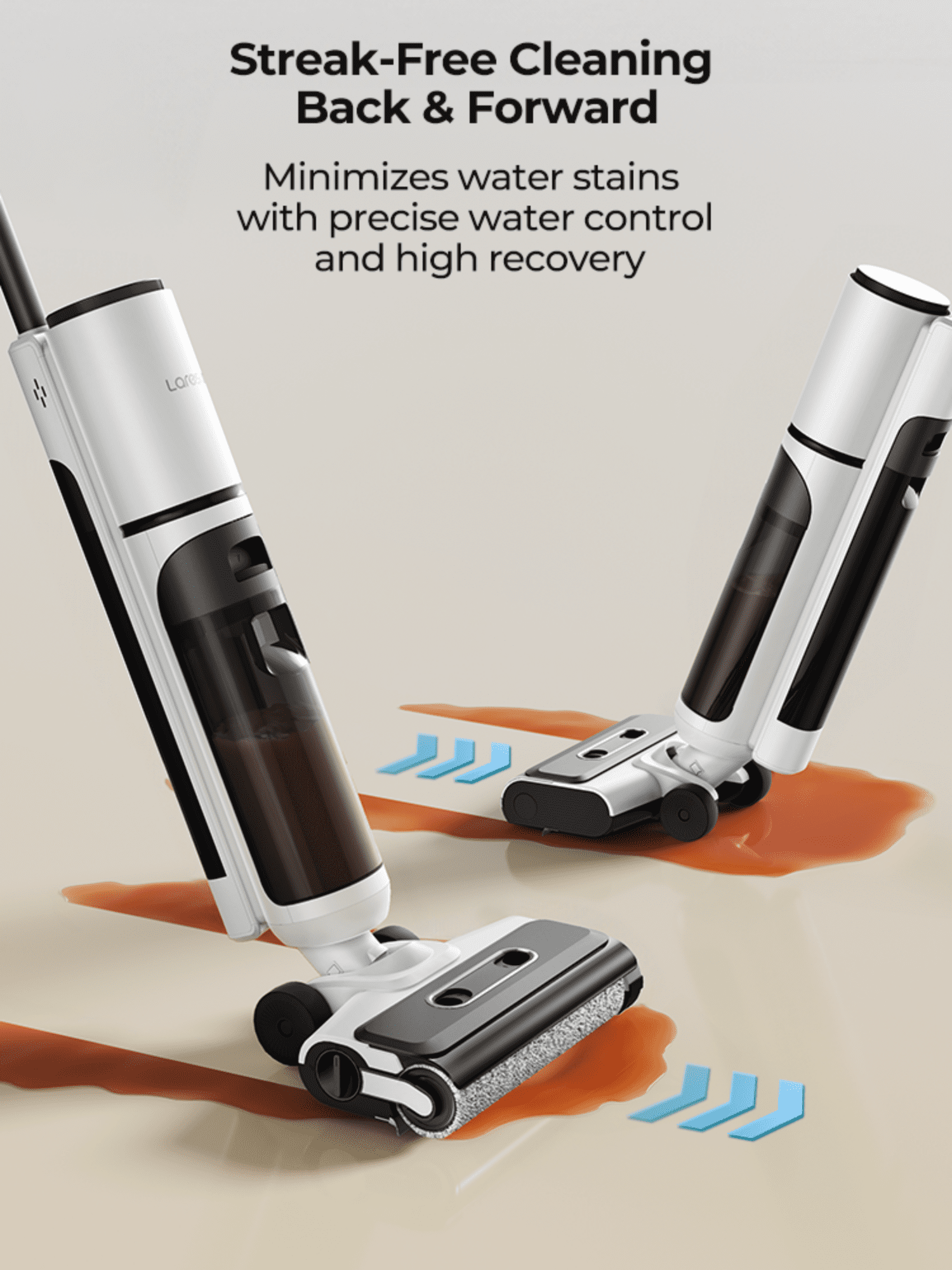 Laresar M5 Cordless Wet Dry Vacuum, Self Cleaning Cordless Floor Washer Vacuum Mop & Cold Air Drying for Hardwood Floor Pet Hair