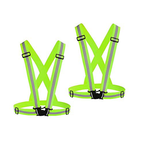 Chiwo High Visibility Adjustable Reflective Vest Running Gear 2Pack, Green 