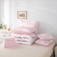 thumbnail image 5 of Homewish Pink Princess Bowknot Bedding Comforter Set 7 Pieces for Girl, Kawaii Ribbon Bow Full Bedding Set, Fashion Bow-tie Reversible Fitted Sheet Flat Sheet, Breathable Home Decor, 5 of 7