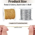 thumbnail image 2 of 21.87 Yards 1MM Gold and Silver Metallic Elastic Twine Round Cord Thread Rope Christmas Ornament String for DIY, 2 of 6