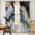 thumbnail image 4 of Black Golden Marble Kitchen Curtains 84 Inch Length, Modern Ink Painted Aesthetics Grommet Top Bedroom Living Room Curtains, Light Filtering Cafe Curtain Drapes 2 Panels Set 84''x84'', 4 of 9
