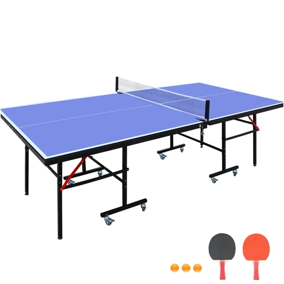 JERFIT 8ft Foldable Indoor Ping Pong Table Set with Net, Paddles & Balls, Professional MDF Top for Home Games