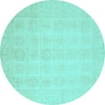 thumbnail image 1 of Ahgly Company Indoor Round Oriental Light Blue Traditional Area Rugs, 5' Round, 1 of 4
