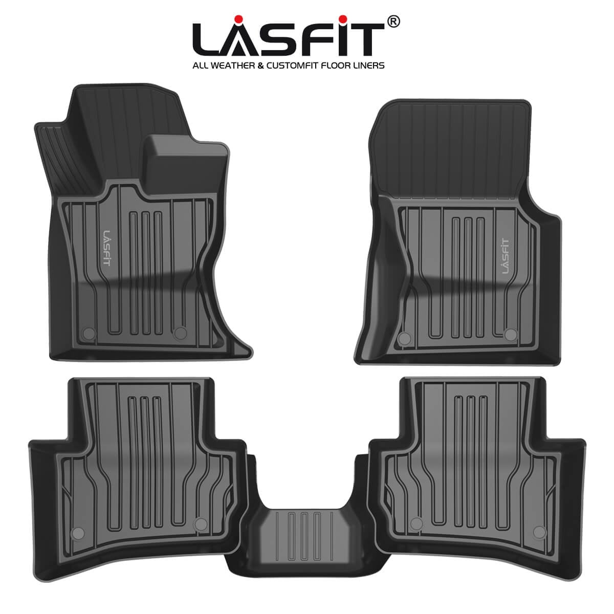 LASFIT All Weather Guard 1st+2nd Rows Sets TPE Custom Car Floor Liners Floor Mats Fit for Cadillac XT5 2016 2017 2018 2019 2020 2021